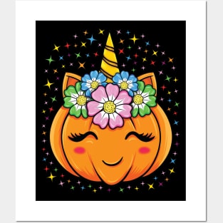 Unicorn Pumpkin Halloween Cute Thanksgiving Girls Party Gift Posters and Art